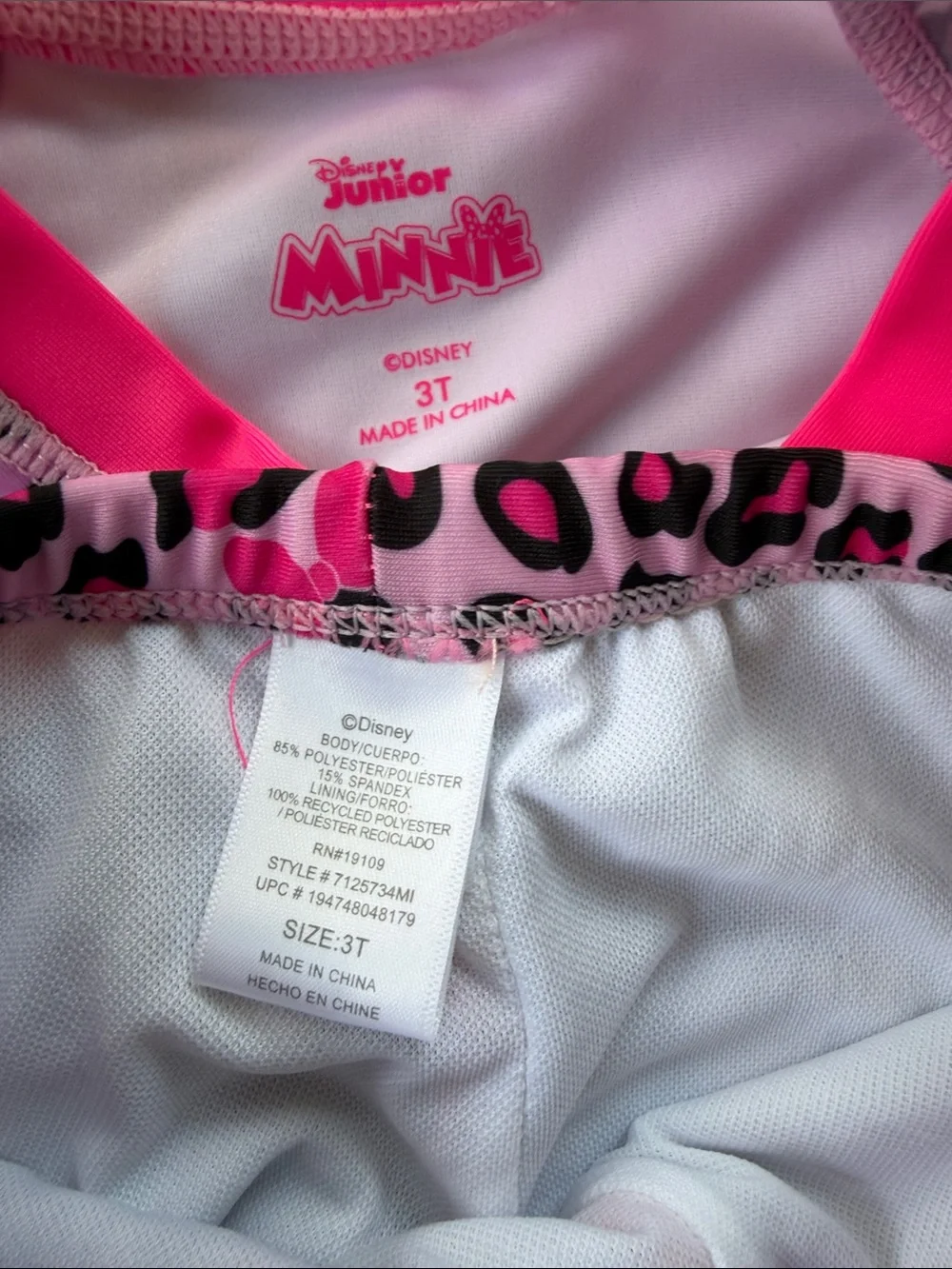 Disney Pink & Black Minnie Mouse Girls Rashguard Swim Set